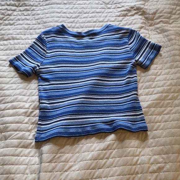 Blue,Black,White Striped Shirt: Brandy Melville - Picture 2 of 4